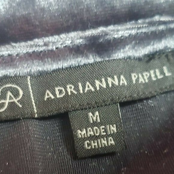 Adrianna Papell Grey Crushed Velour Top, 3/4 Sleeves, Size Medium - Picture 10 of 10